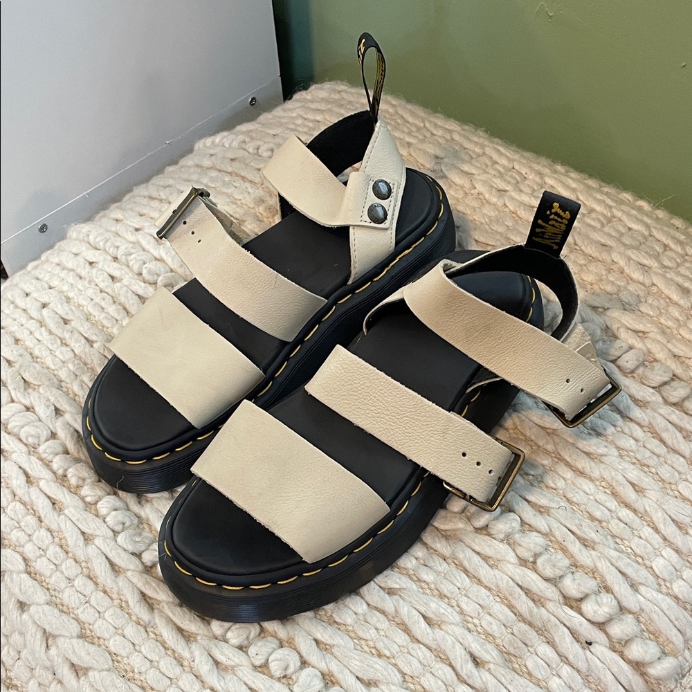Dr. Martens Cream Leather Strap Sandals